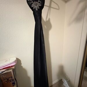 Elegant Black Gown with Embellished Detail